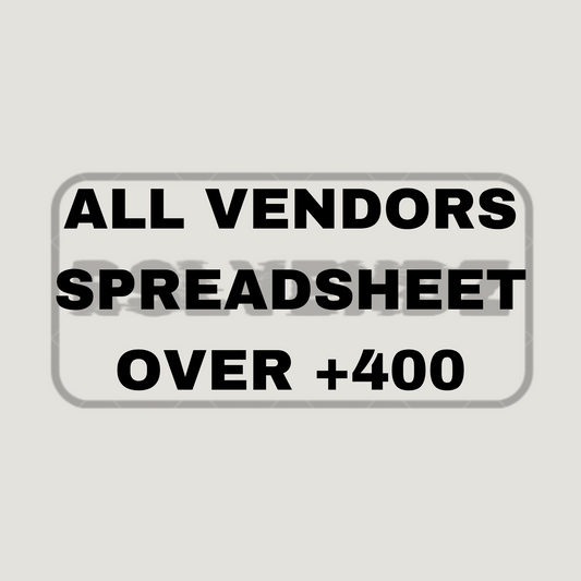 ALL VENDORS SPREADSHEET OVER +400 VENDORS